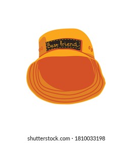 Summer panama hat. Orange cap headwear, seasonal accessory garment cartoon vector illustration isolated on white background