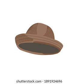 Summer panama hat. Straw hat, natural material headwear, seasonal accessory garment cartoon vector illustration isolated on white background