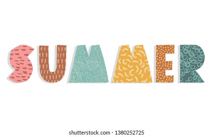 Summer paper collage word vector for banner and title