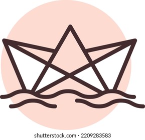 Summer paper ship, illustration, vector on white background.