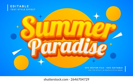 Summer paradise 3d editable text effect template