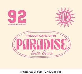 Summer paradise artwork. Sunshine on my mind. Enjoy beach life. Salty summer vector graphic design for apparel, stickers, posters, background and others.