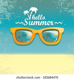  summer paradise beach background . vector cut paper summer illustration. summer holiday.