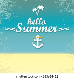  summer paradise beach background . vector cut paper summer illustration. summer holiday.