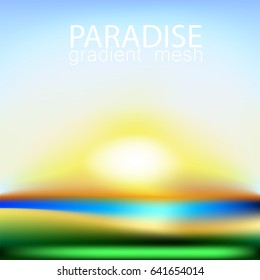 Summer , paradise blurred background gradient mesh beach and ocean. Background for travel cards. Vector illustration