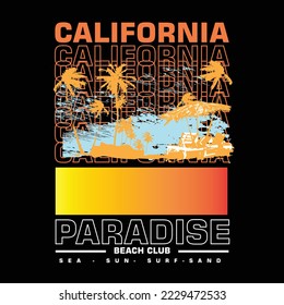 Summer Paradise  California Beach Club Gradient Poster beach scene  poster Design vector