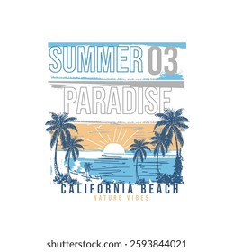 Summer Paradise California Beach Nature Vibes Vector illustration