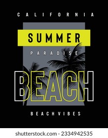 Summer Paradise California beach Vibes illustration typography vector graphic t shirt design 