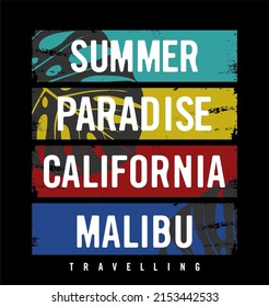 summer paradise california malibu typography tee shirt design graphic print