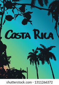 Summer paradise Costa Rica Vector Background - TROPICAL with palm trees and almonds