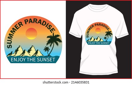 Summer Paradise Enjoy The Sunset T-shirt Design Illustration