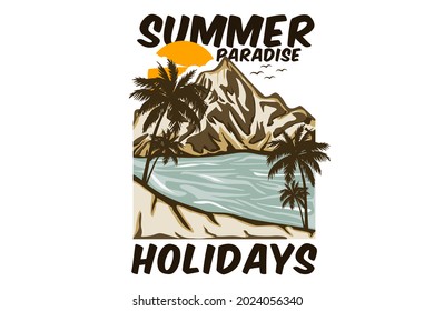 summer paradise holidays hand-drawn design