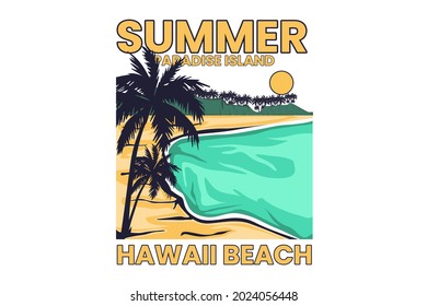 summer paradise island flat illustration hand drawn design