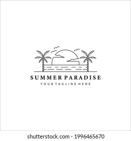 summer paradise logo minimalist design line art icon illustration simple
