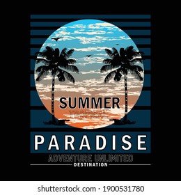 Summer Paradise Nature Stylish Graphic T shirt Stock Vector Illustration Design