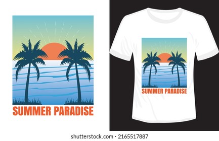 Summer Paradise Nature Vector Illustration