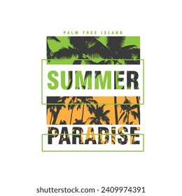 Summer Paradise Palm  Tree Island typography slogan beach graphic poster