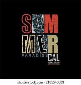 Summer Paradise retro slogan with waves and and sun vector illustrations, For t-shirt prints and other uses.