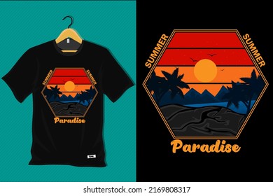 Summer Paradise Retro T Shirt Design