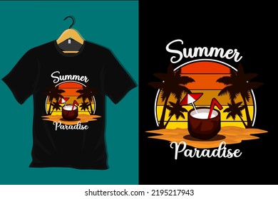 Summer Paradise Retro Vintage T Shirt Design
