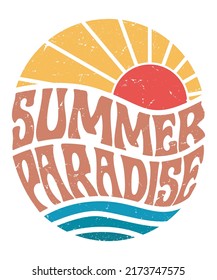 Summer paradise retro vintage t-shirt design