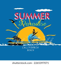 summer paradise slogan tee graphic typography for print t shirt illustration vector art vintage