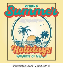 summer paradise slogan typography for print t shirt illustration vector art