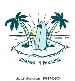 summer paradise with surf boards