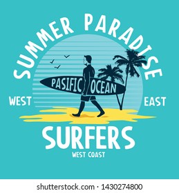 Summer Paradise surfer vector graphic
