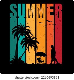 Summer Paradise Surfing Vintage T-Shirt Design 