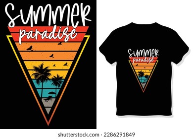  Summer paradise t shirt ,Retro summer t shirt designs, Summer  quotes T shirt Design Vector