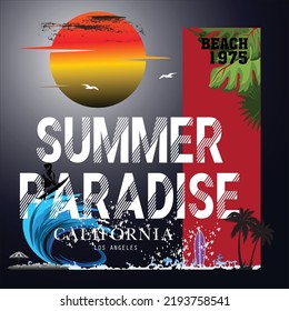 summer paradise tee graphic typography for print illustration t shirt vector art vintage