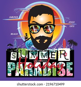 summer paradise tee graphic typography for print t shirt illustration vector art vintage