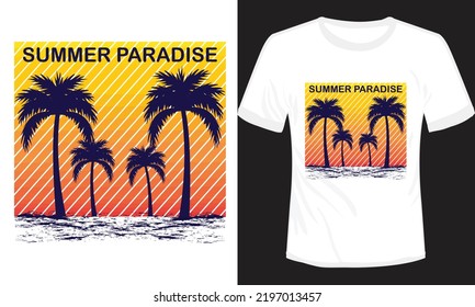 Ilustración del vector de diseño de camisetas de paraíso de verano