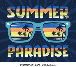 Summer paradise typography poster and apparel concept