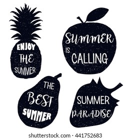 Summer paradise. Typography poster. Hipster print design. Greeting card elements. Fruit. Vector, concept for print, eps10