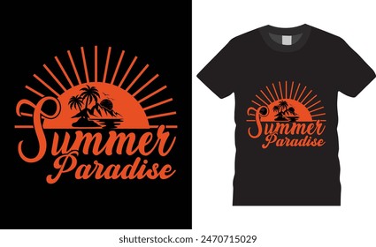 Summer Paradise Typography summer vector t shirt design. premium quality, summer graphic t-shirt design, tropical print, vector illustration. print, Global swatches.