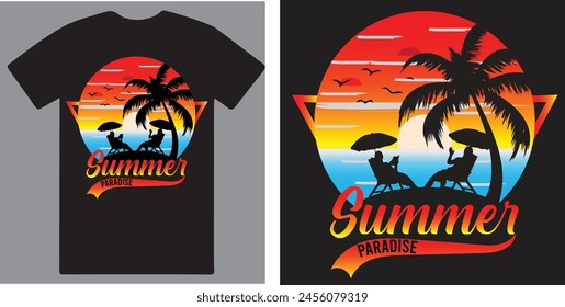 Summer paradise a unique T shirt design vector .
