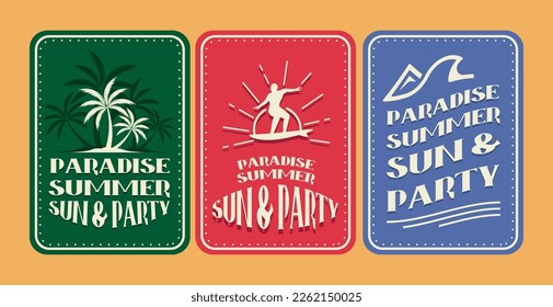 Summer paradise vacation retro classic poster design
