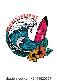 Summer Paradise Vector design, design for t-shirts, hoodies, stickers, paper bags, logos, and other items