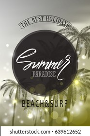 Summer paradise.Tropical background with palms. Vector illustration eps 10 format. Vector illustration template, banners. Wallpaper, flyers, invitation, brochure.