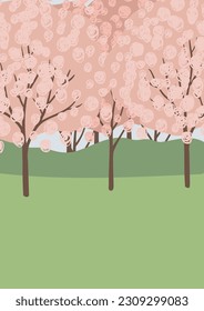 Summer park landscape clipart, Nature background vector illustration, Spring scenery wall art prints, Images in flat cartoon style, Printable Posters, Digital Download Cards