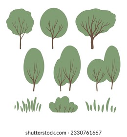 Summer park landscape clipart, Nature background vector illustration, Spring scenery wall art prints, Images in flat cartoon style, Printable Posters, Digital Download