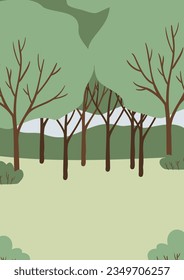 Summer park landscape clipart, Nature background vector illustration, city scenery wall art print, tree landscape Printable Posters, Digital Download Cards, Images in flat style.