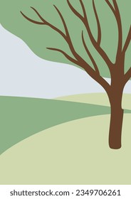 Summer park landscape clipart, Nature background vector illustration, city scenery wall art print, tree landscape Printable Posters, Digital Download Cards, Images in flat style.
