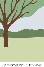 Summer park landscape clipart, Nature background vector illustration, city scenery wall art print, tree landscape Printable Posters, Digital Download Cards, Images in flat style.