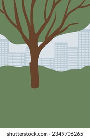 Summer park landscape clipart, Nature background vector illustration, city scenery wall art print, tree landscape Printable Posters, Digital Download Cards, Images in flat style.
