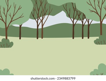 Summer park landscape clipart, Nature background vector illustration, city scenery wall art print, tree landscape Printable Posters, Digital Download Cards, Images in flat style.