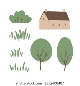 Summer park landscape clipart, Nature background vector illustration, Spring scenery wall art prints, Images in flat cartoon style, Printable Posters, Digital Download