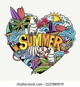 Summer parrot with colorful elements